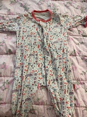 Magnetic Me Cream Footie with Pink and Purple Floral & Fox Print
